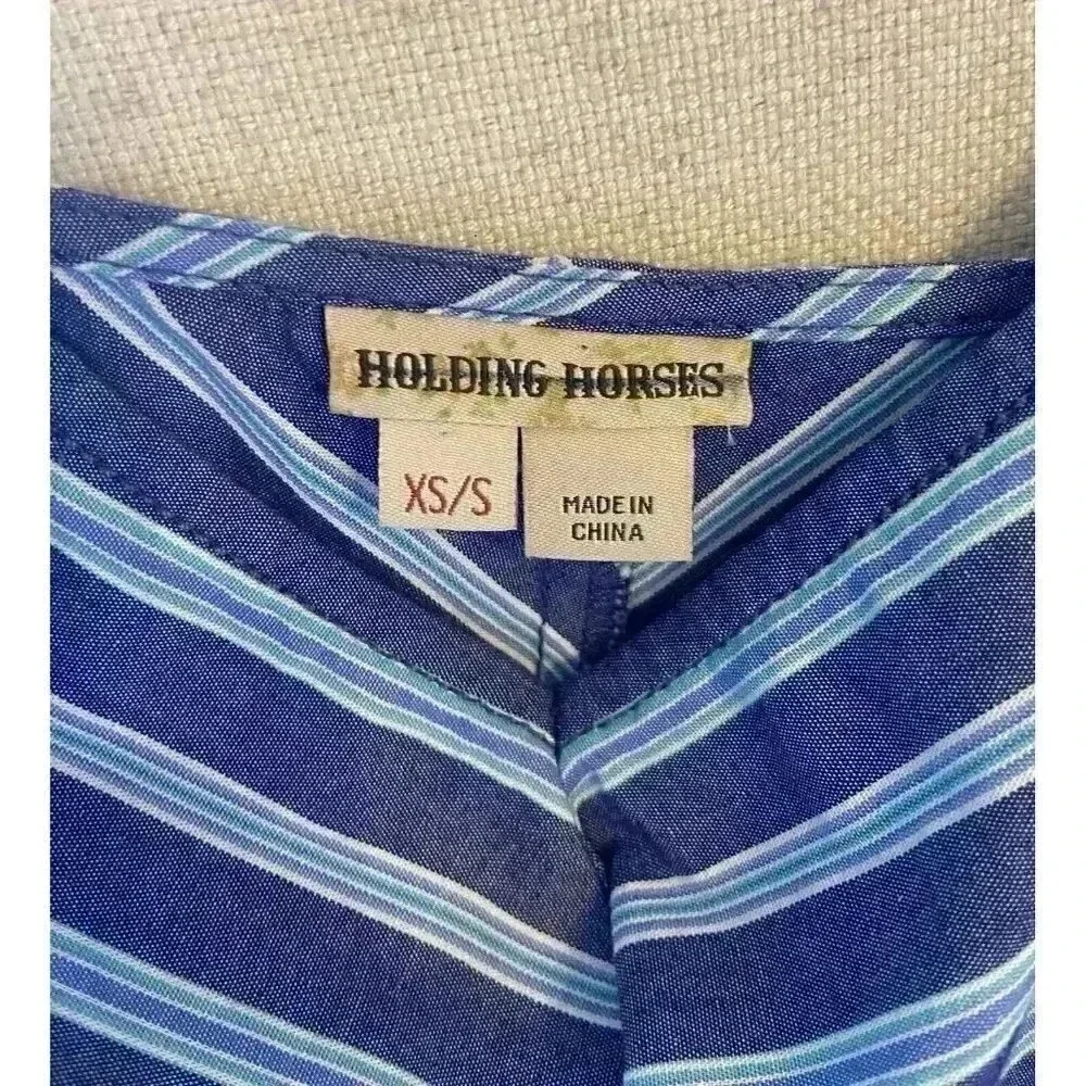 Holding Horses‎ Anthropologie Blue Stripe Handkerchief Dress Size XS/S Tie Back - Picture 8 of 8